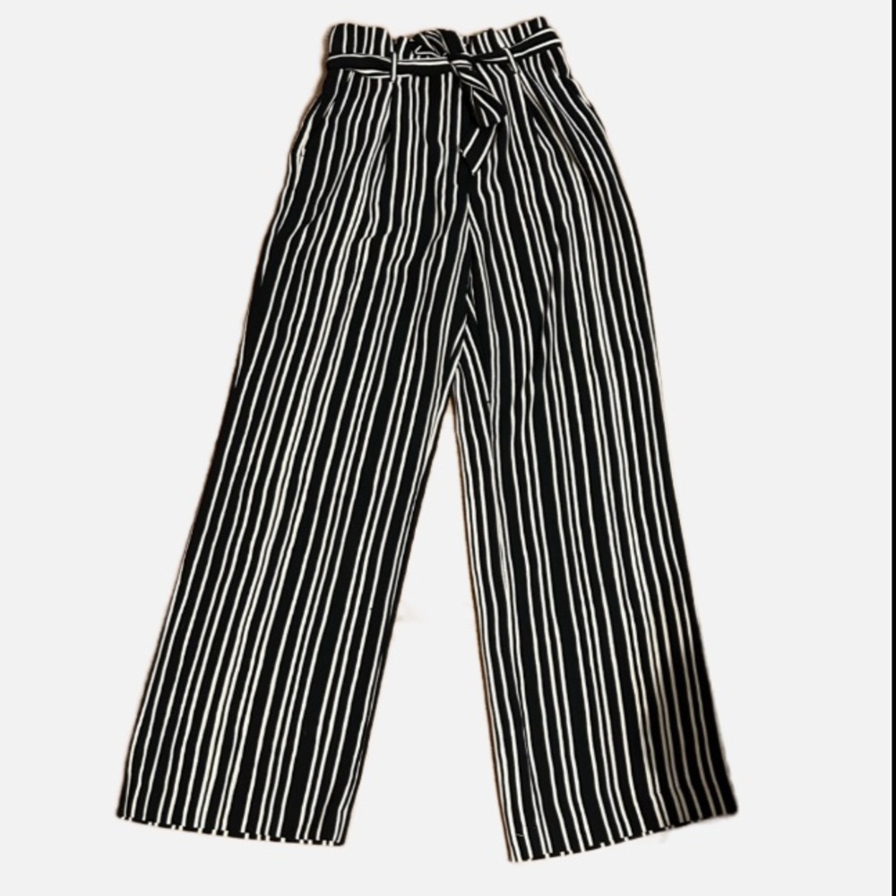 H&M Black and White Striped Trousers